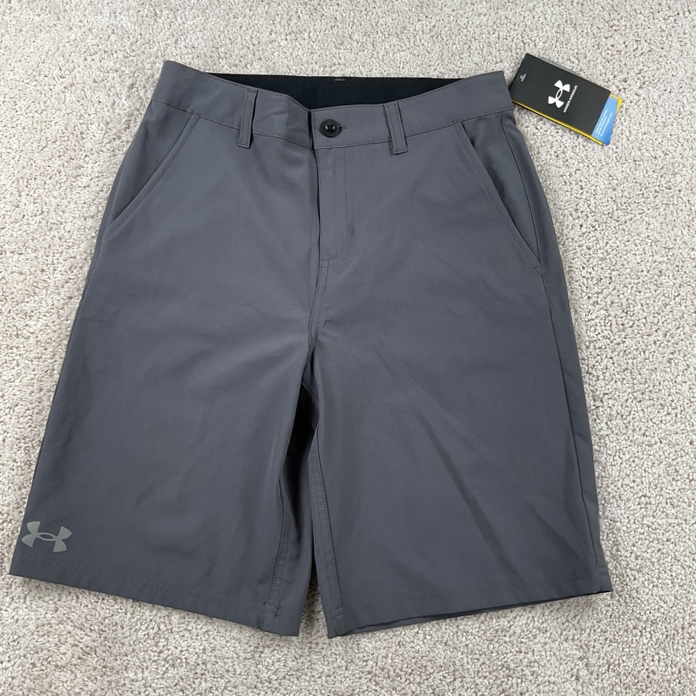 Under Armour Boys Grey Golf Shorts Size 14 New UASHK38F-021 Stretch Performance